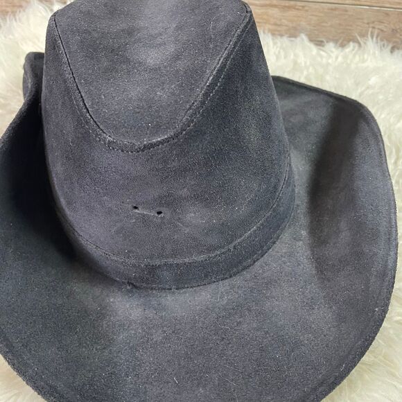 Henschel Black Suede Leather Outback Hat – Made in USA Size Medium Vintage - Picture 4 of 7